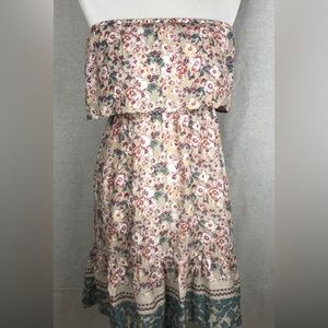 O’Neill floral ruffle  print strapless dress size medium